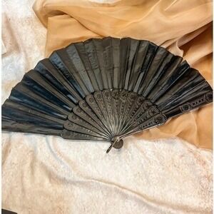 Black Antique Victorian Mourning Fan